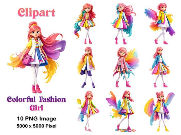 Download Colourful Fashion Girl Clipart - Colourful Collection