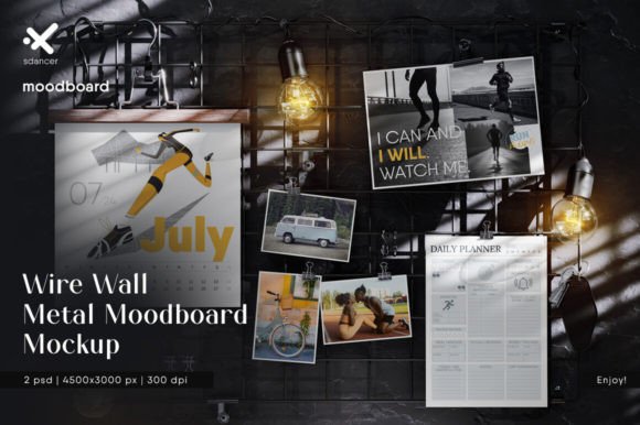 Download Wire Wall Metal Moodboard Mockup - Mockup Collection