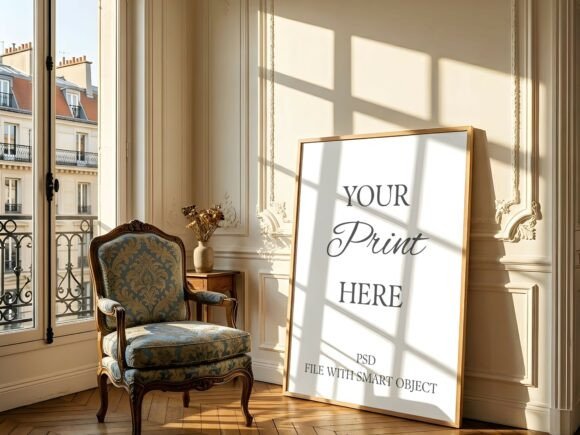 Download Sunlit Parisian Wood Floor Frame Mockup - Mockup Collection