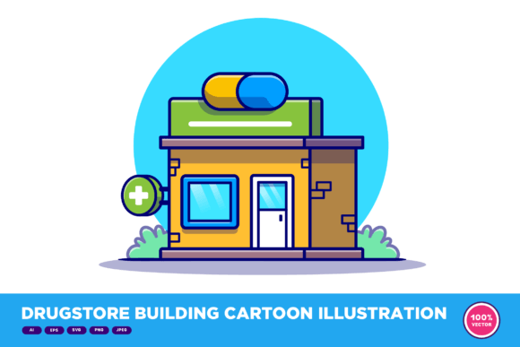 Download Drugstore Building Cartoon Illustration - Drugstore Collection